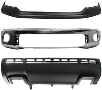 AUTOS PARTS PLUS Front Bumper Face Bar Chrome Steel Without Park Assist Sensor Holes + Upper Cover Primed + Lower Valance Panel Textured Direct Replacement Compatible With 2010-2013 Toyota Tundra