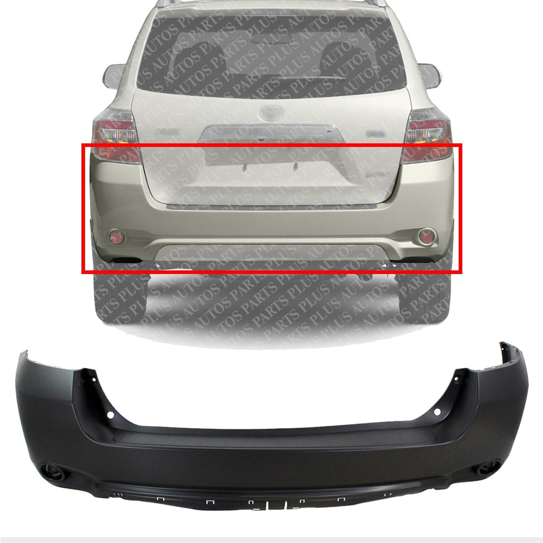 Rear Bumper Upper Cover Primed Direct Replacement Compatible With 2008-2010 Toyota Highlander TO1100260 521590E906