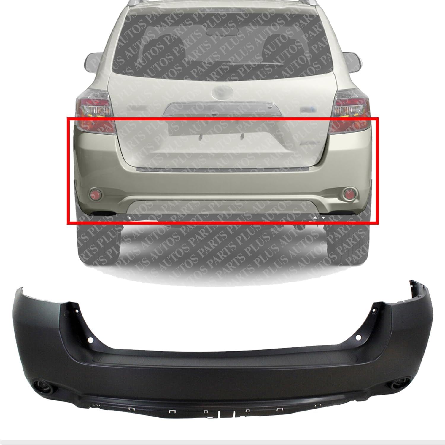 Rear Bumper Upper Cover Primed Direct Replacement Compatible With 2008-2010 Toyota Highlander TO1100260 521590E906