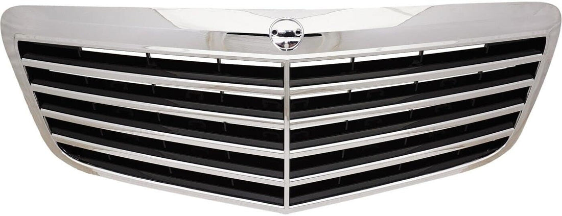 Front Grille Chrome Shell with Black Insert Without Proximity Cruise Control Direct Replacement Compatible With 2007-2009 Mercedes Benz E-CLASS MB1200146 21188017839040
