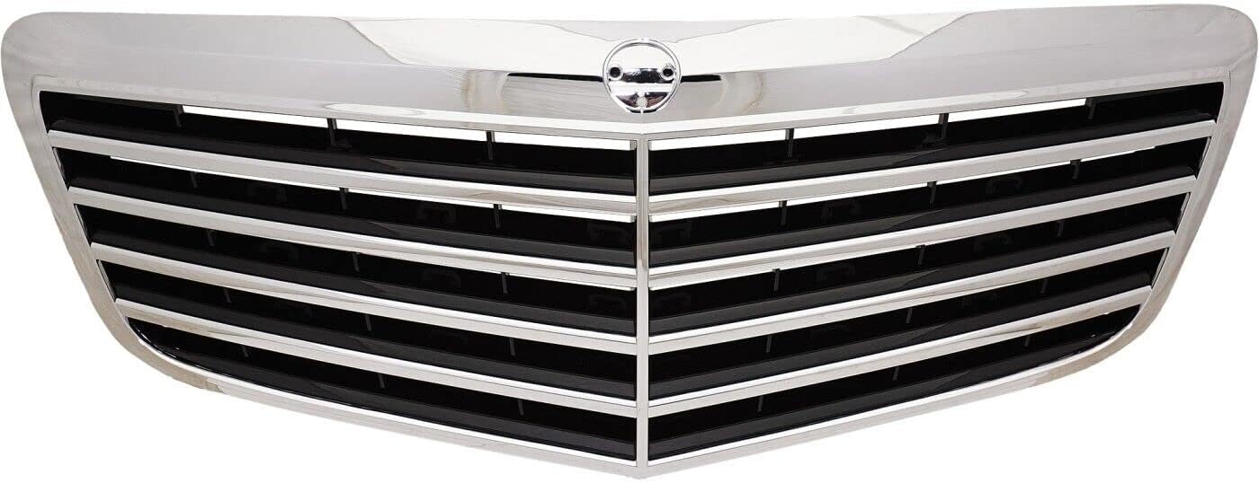 Front Grille Chrome Shell with Black Insert Without Proximity Cruise Control Direct Replacement Compatible With 2007-2009 Mercedes Benz E-CLASS MB1200146 21188017839040