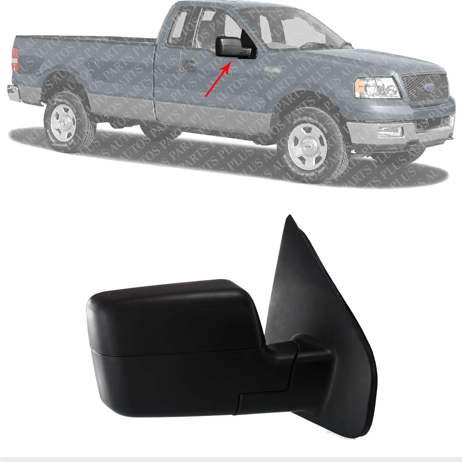 Front Power Mirror Non Towing Manual Folding Heated Textured Right Passenger Side Direct Replacement Compatible With 2004-2008 Ford F-150 FO1321233 8L3Z17682EA