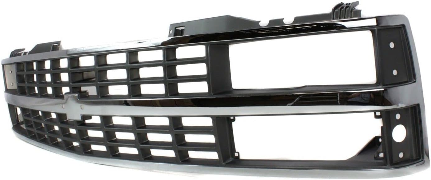 Front Grille Chrome Shell & Black Insert With Quad or Composite Headlights Direct Replacement Compatible With 1988-1993 Chevrolet C/K Series GM1200142 15615110