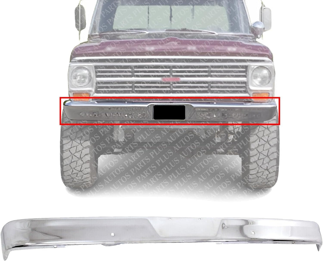 Front Bumper Chrome Steel Direct Replacement Compatible With 1967-1977 Ford F-Series FO1002102 C4TZ17757D