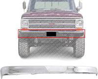 Front Bumper Chrome Steel Direct Replacement Compatible With 1967-1977 Ford F-Series FO1002102 C4TZ17757D