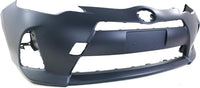Front Bumper Cover Primed Plastic + Upper & Lower Grille Direct Replacement Compatible With 2012-2014 Toyota Prius C
