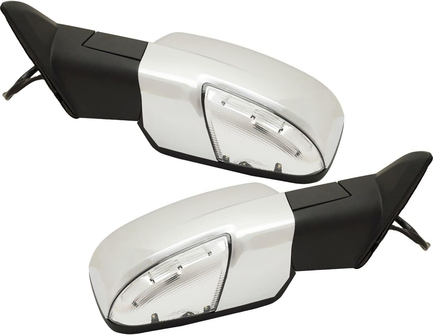 Front Power Mirror Non-Towing Power Folding Heated Chrome Plastic Left Driver & Right Passenger Side Direct Replacement Compatible With 2013-2018 Ram 1500/2500 Pickup 68096198AF-PFM