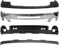 Front Bumper Chrome Steel + Upper Cover Primed + Lower Valance Air Deflector + Extension Textured Direct Replacement Compatible With GMC Sierra 1500 2007-2013 GM1015100 GM1014102