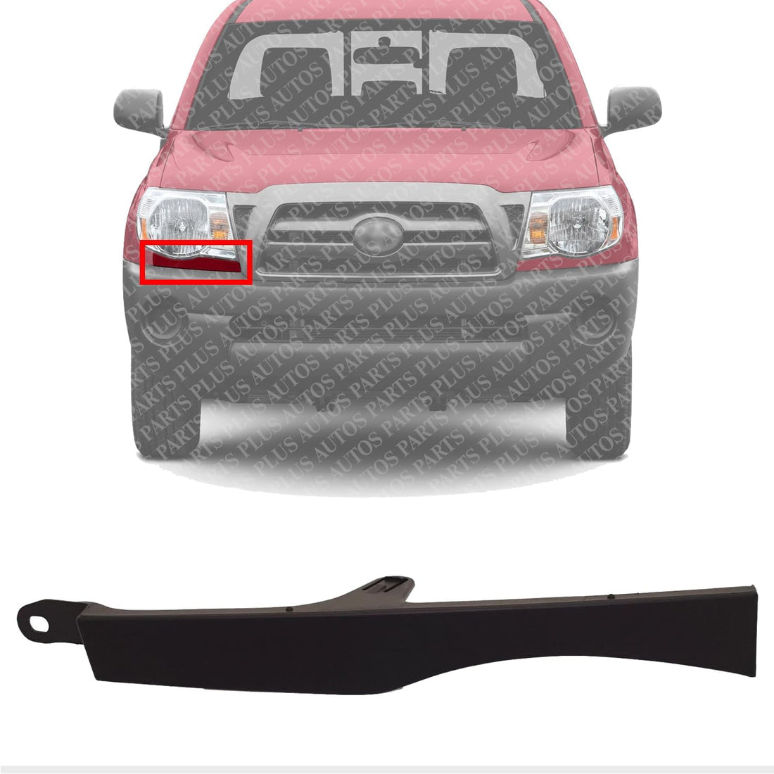 Front Lower Head Light Filler Painted Black Right Passenger Side Direct Replacement Compatible With 2005-2011 Toyota Tacoma TO1089110 5251204901