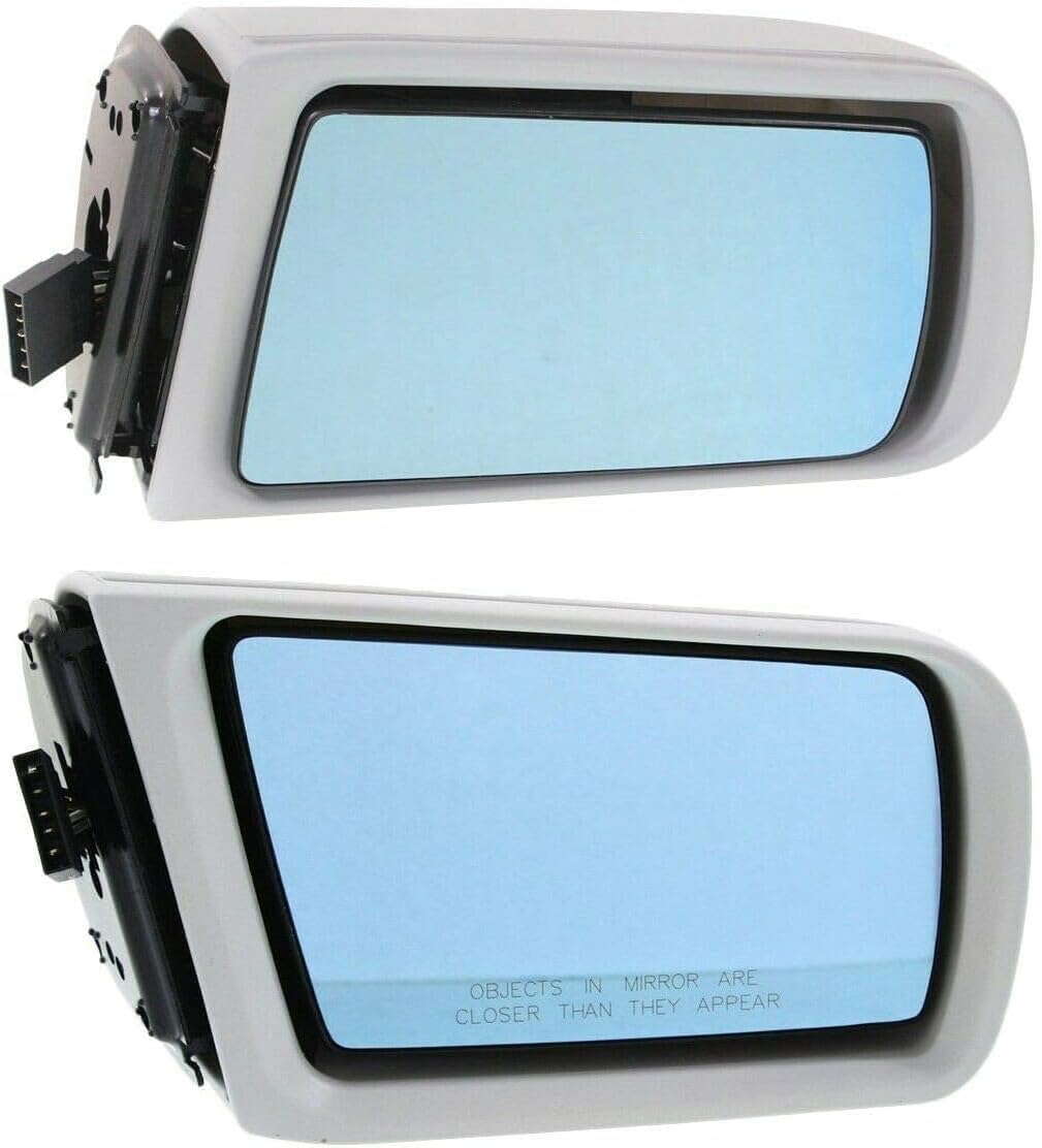 Set Of 2 Front Power Mirror Manual Folding Heated Primed Right & Left Side Direct Replacement Compatible With 1994-2000 Mercedes Benz C-Class 2108106816 2108105716 2108106516