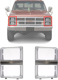 Set Of 2 Front Headlight Bezel With Dual Headlamps Right & Left Side Direct Replacement Compatible With 1981-1982 Suburban/Chevrolet C-K Series GM2513106 GM2512106 14021354 14021353