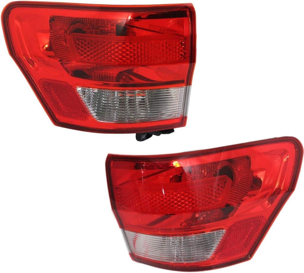 Set Of 2 Tail Light Outer Assembly Left Driver & Right Passenger Side Direct Replacement Compatible With 2011-2013 Jeep Grand Cherokee CH2805100 CH2804100 55079420AG 55079421AG