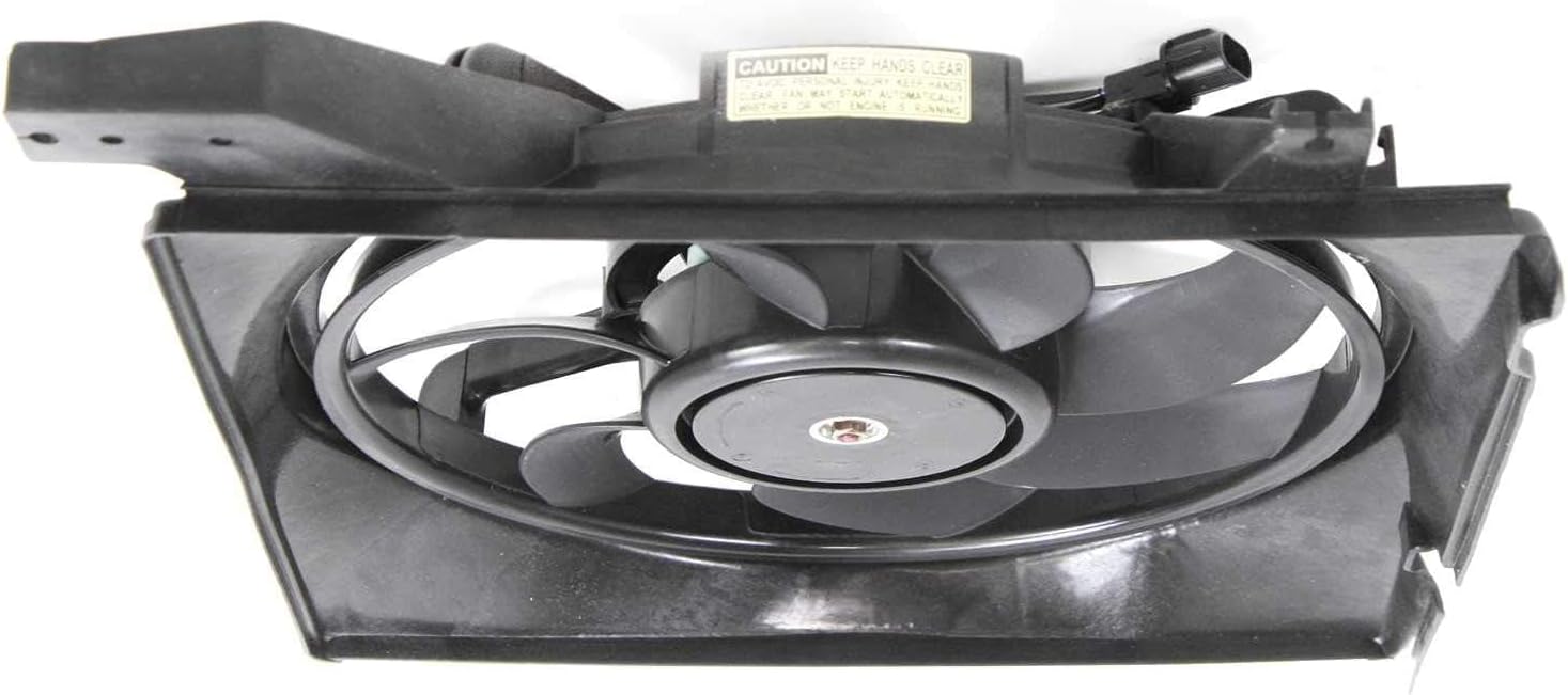 Front Radiator Cooling Fan Assembly Direct Replacement Compatible With 2001-2006 Hyundai Elantra / 2003-2008 Tiburon HY3115105 253502D001