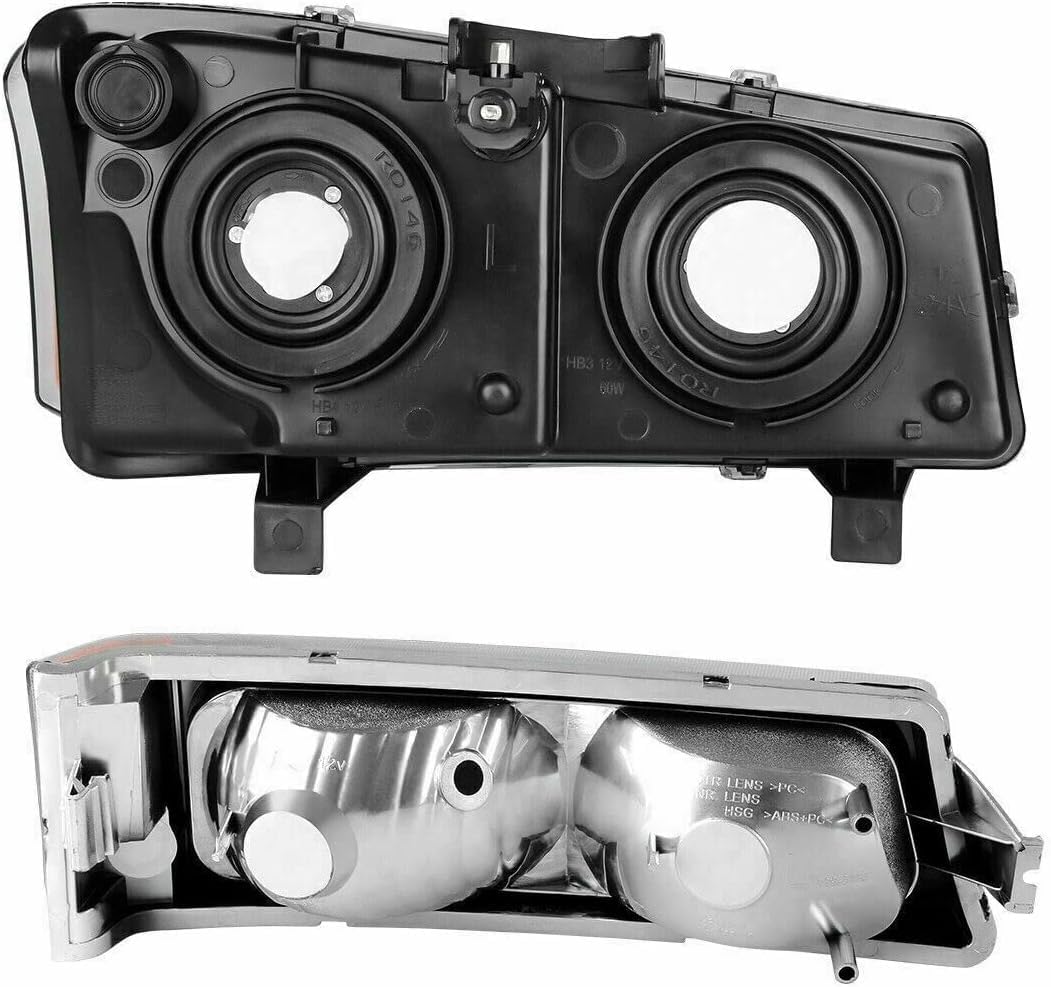 Front Headlights + Signal Light Left Driver & Right Passenger Side Direct Replacement Compatible With 2003-2006 Chevrolet Silverado 1500 2500HD 3500 GM2503224 GM2502224 GM2521185