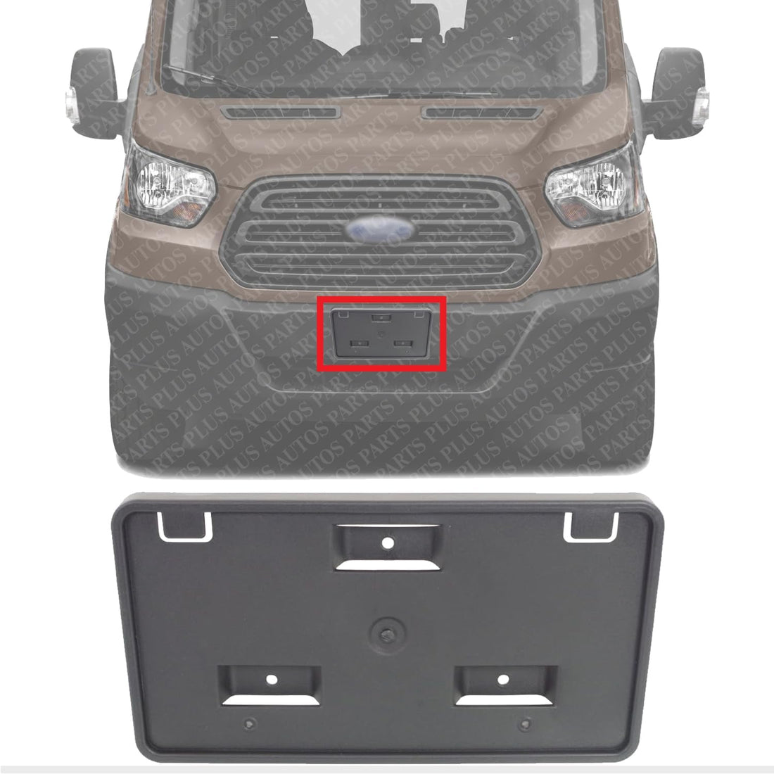 Front License Plate Bracket Textured Direct Replacement Compatible with 2015-2019 Ford Transit 150 250 350HD FO1068156 CK4Z17A385AA