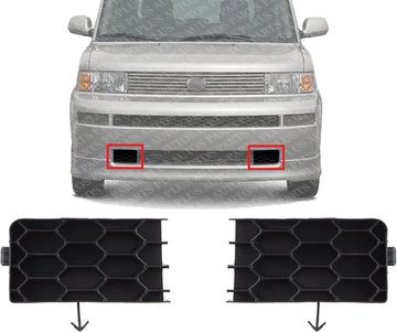 Set Of 2 Front Bumper Outer Grille Textured Plastic Left Driver & Right Passenger Side Direct Replacement Compatible With 2004-2006 Scion xB SC1027100 SC1026100 5213352051 5213452051