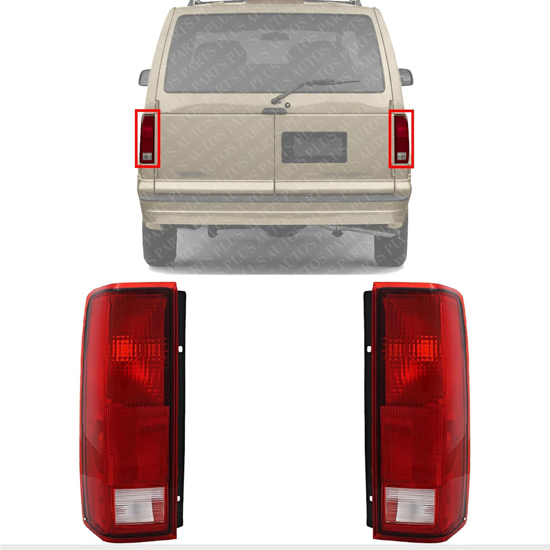 Set Of 2 Tail Lights Lens And Housing Right Passenger & Left Driver Side Direct Replacement Compatible With 1985-2005 Chevrolet Astro/GMC Safari GM2800113 GM2801112 5978023 5978024