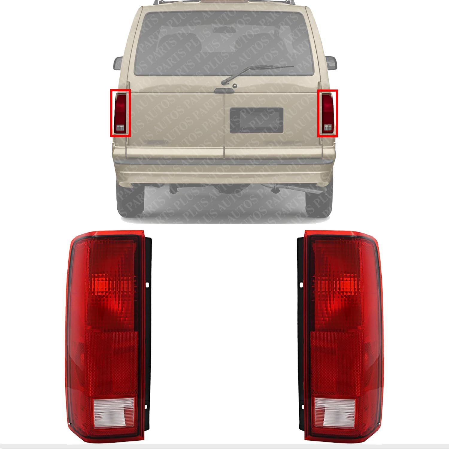 Set Of 2 Tail Lights Lens And Housing Right Passenger & Left Driver Side Direct Replacement Compatible With 1985-2005 Chevrolet Astro/GMC Safari GM2800113 GM2801112 5978023 5978024