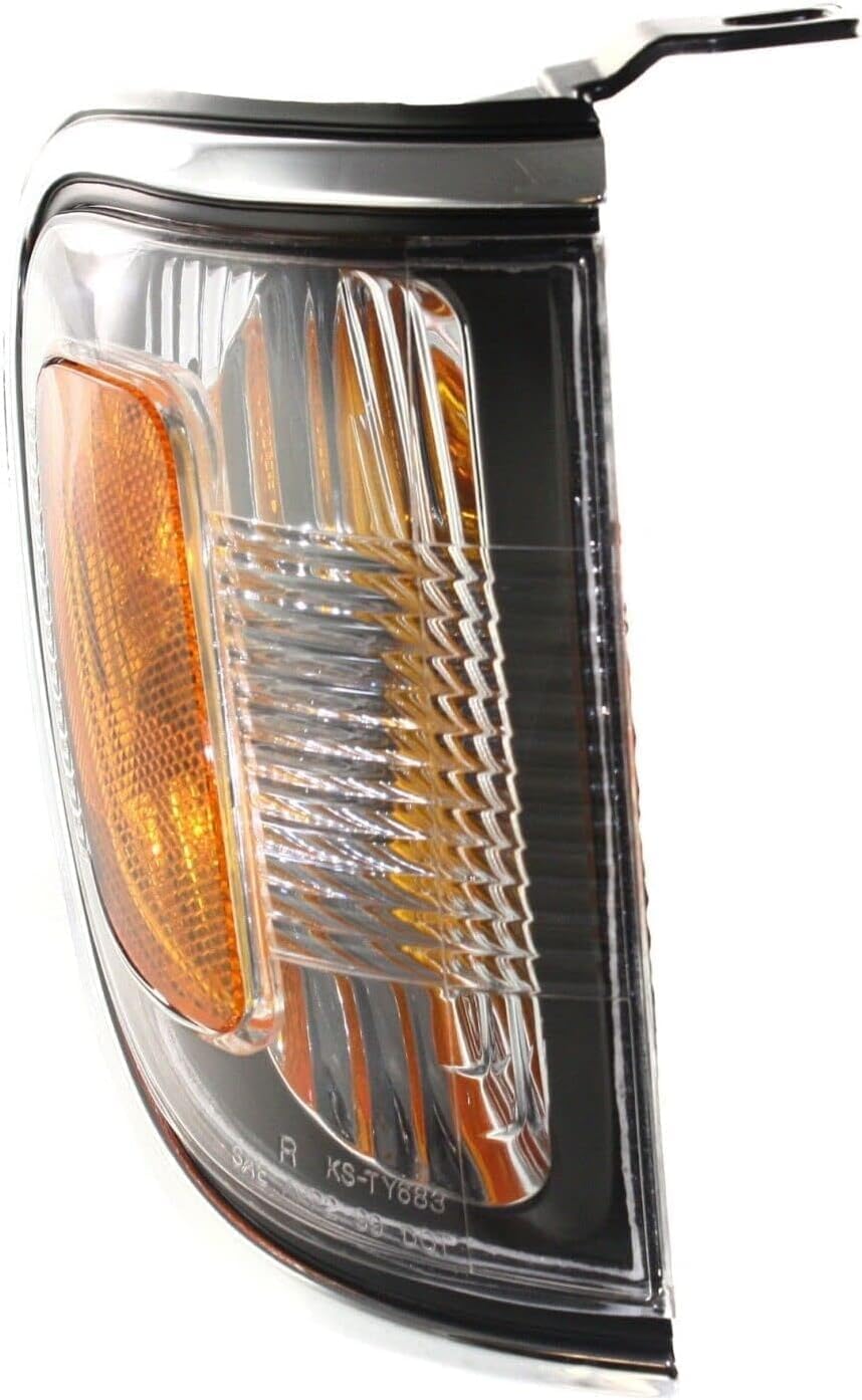Front Corner Lights Assembly With Chrome Trim Right Passenger Side Direct Replacement Compatible With 2001-2004 Toyota Tacoma TO2521161 8161004080