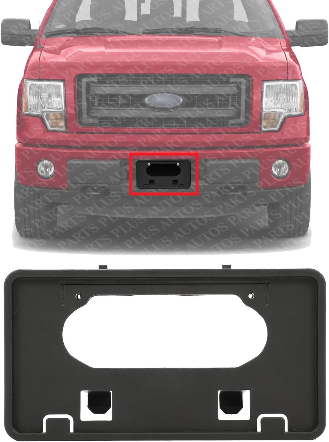 Front License Plate Bracket Primed Plastic Direct Replacement Compatible with 2009-2014 Ford F-150 FO1068134 9L3Z17A385A