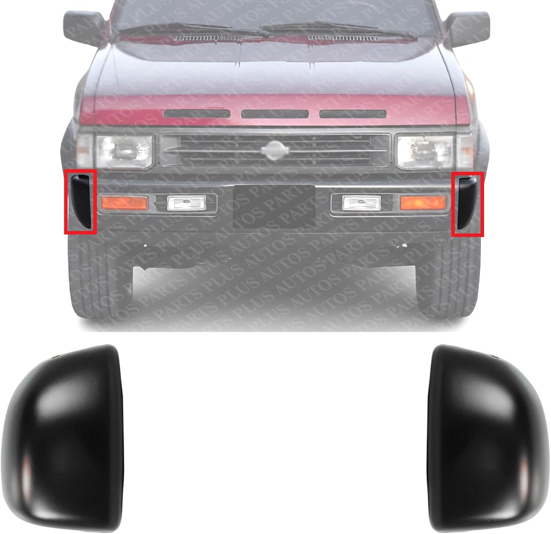 Set Of 2 Front Bumper Outer End Cap Primed Steel Left Driver & Right Passenger Side Direct Replacement Compatible With 1993-1995 Nissan Pathfinder NI1005131 NI1004131