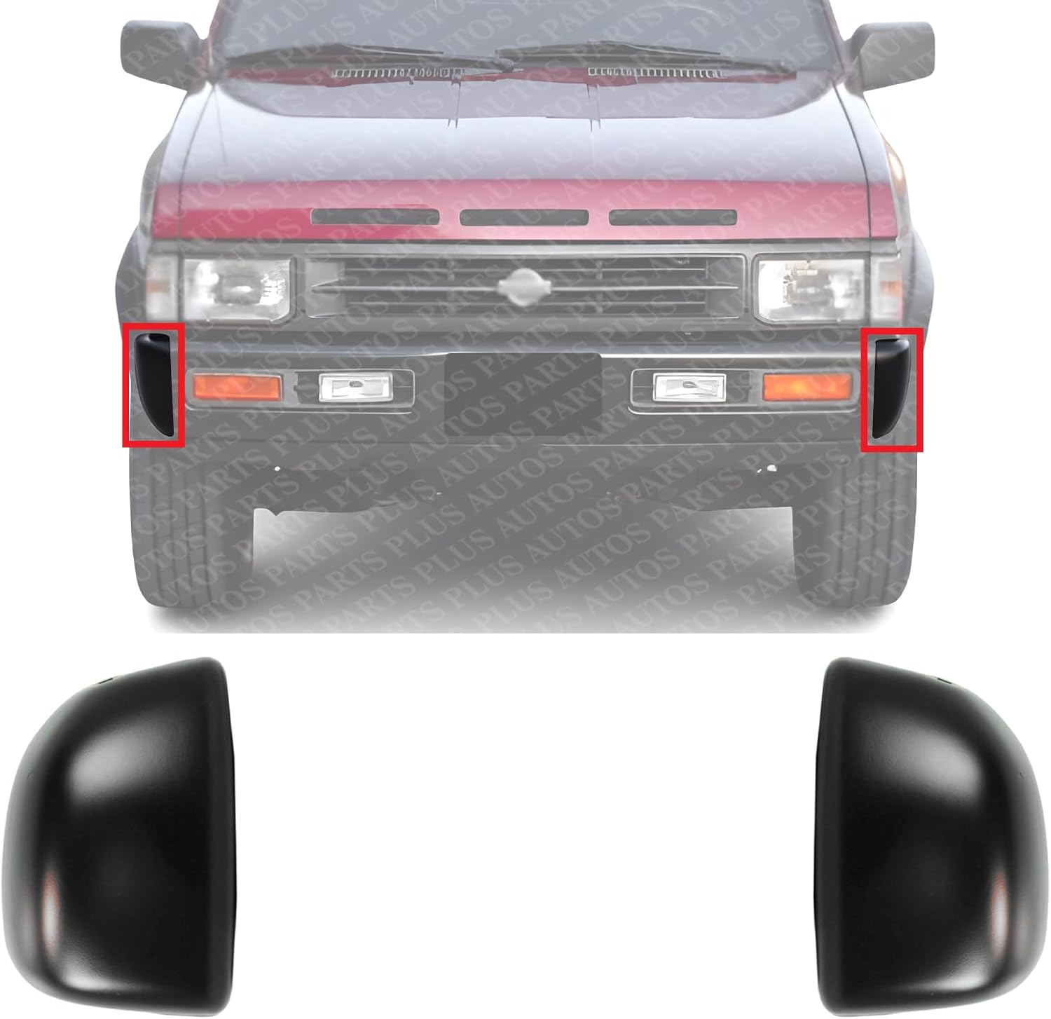 Set Of 2 Front Bumper Outer End Cap Primed Steel Left Driver & Right Passenger Side Direct Replacement Compatible With 1993-1995 Nissan Pathfinder NI1005131 NI1004131