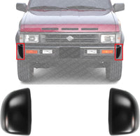 Set Of 2 Front Bumper Outer End Cap Primed Steel Left Driver & Right Passenger Side Direct Replacement Compatible With 1993-1995 Nissan Pathfinder NI1005131 NI1004131
