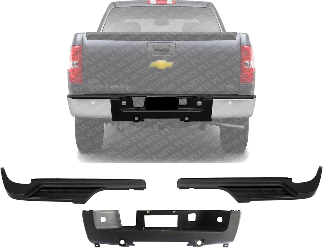 Rear Bumper Step Pads Textured Center Left Driver & Right Passenger Side Direct Replacement Compatible With 2007-2014 Chevrolet Silverado/GMC Sierra 2500HD 3500HD GM1191127