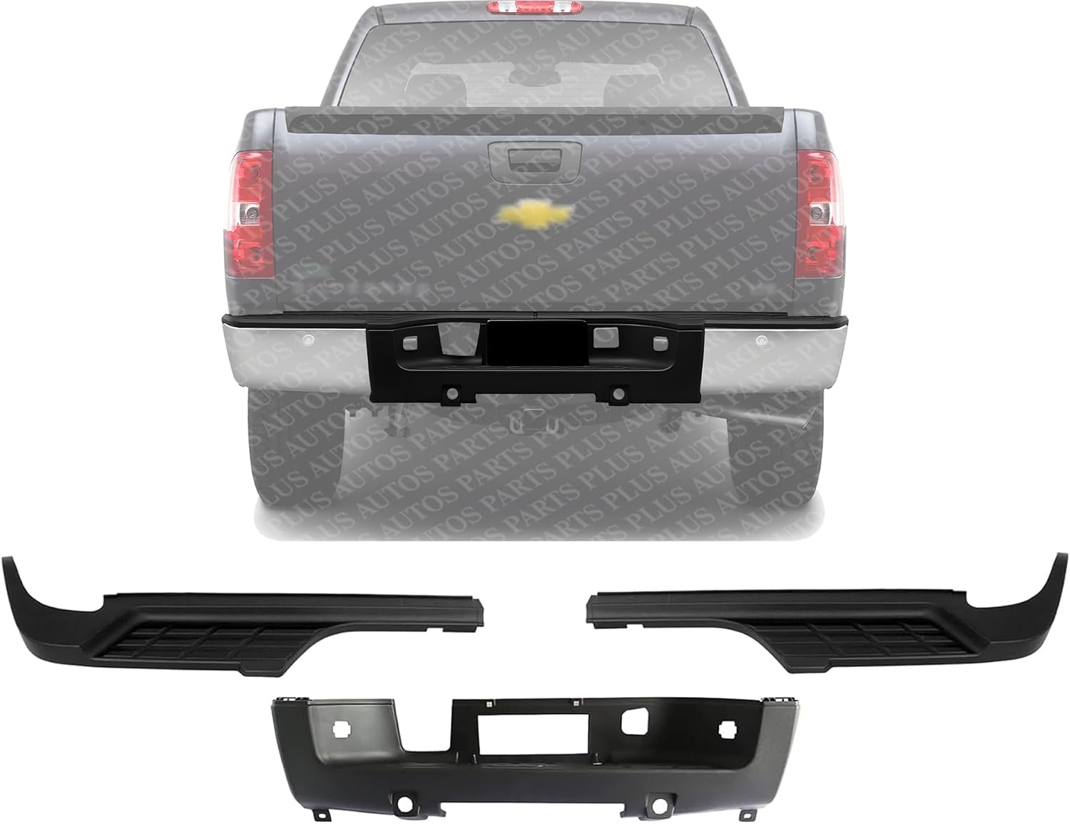 Rear Bumper Step Pads Textured Center Left Driver & Right Passenger Side Direct Replacement Compatible With 2007-2014 Chevrolet Silverado/GMC Sierra 2500HD 3500HD GM1191127