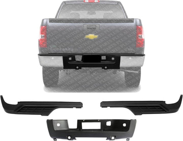 Rear Bumper Step Pads Textured Center Left Driver & Right Passenger Side Direct Replacement Compatible With 2007-2014 Chevrolet Silverado/GMC Sierra 2500HD 3500HD GM1191127