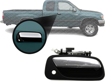 Front Exterior Door Handle Textured with Chrome Lever and Key Hole Plastic Right Passenger Side Direct Replacement Compatible with 1993-1998 Toyota T100 TO1311135 6921034020