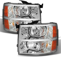 Front Bumper Impact Bar Steel + Lower Valance Air Deflector Textured + Headlight + End Caps Left & Right Side Direct Replacement Compatible With 2007-2013 Chevrolet Silverado 1500