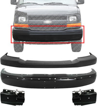 Front Bumper Face Bar Primed Steel + Upper Cover Textured + Brackets Left Driver & Right Passenger Side Direct Replacement Compatible With 2003-2023 Chevrolet Express/GMC Savana Van