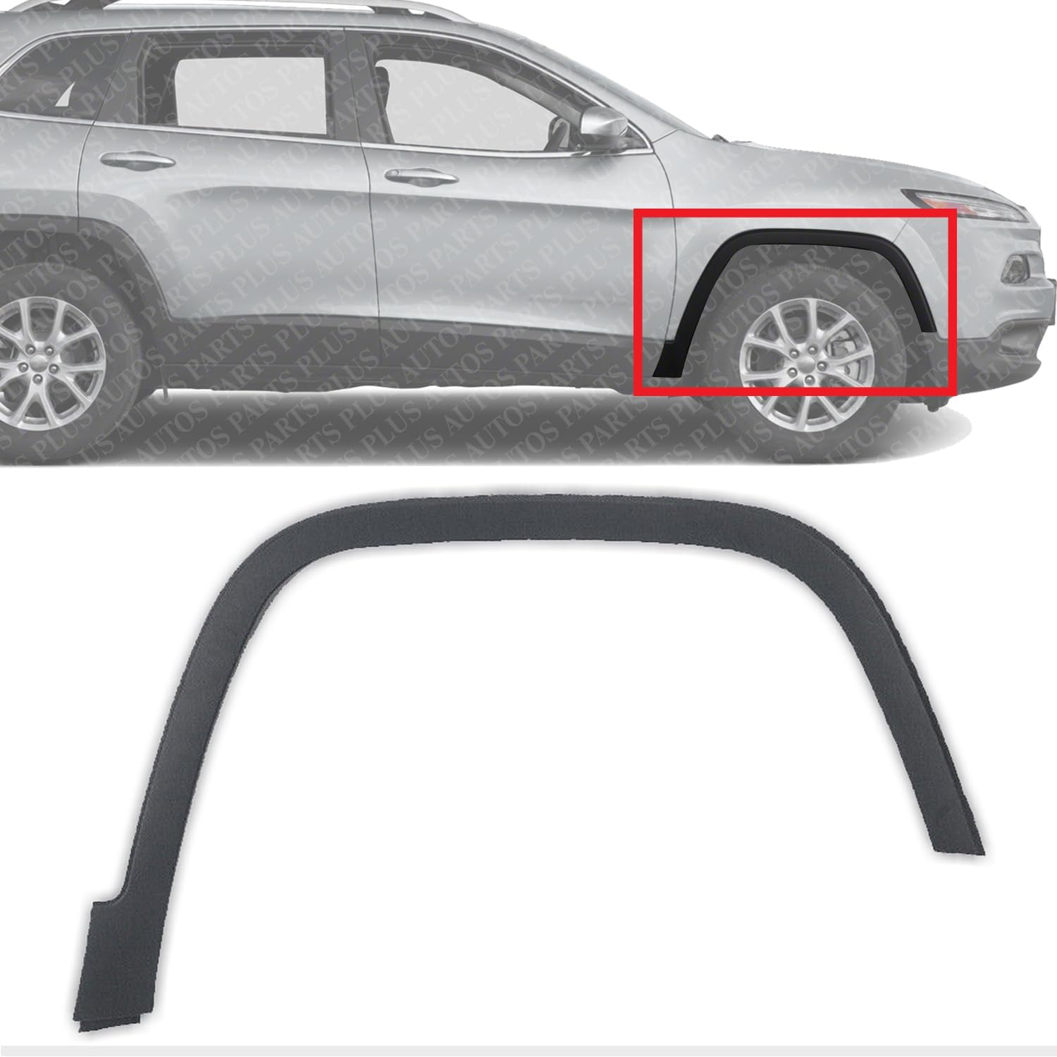 Front Fender Flare Textured Black Right Passenger Side Direct Replacement Compatible With 2014-2018 Jeep Cherokee CH1291111 68210314AE