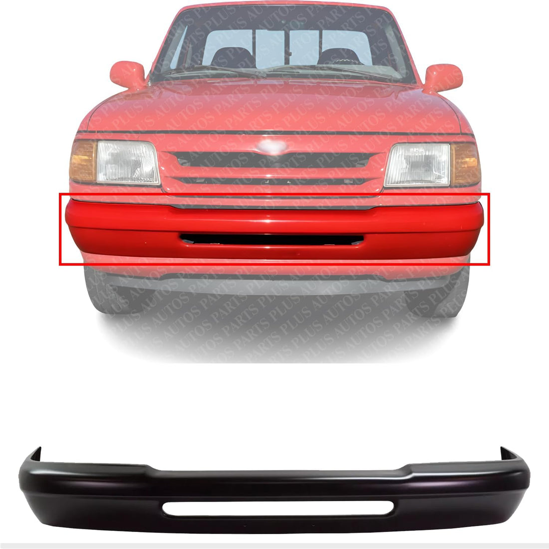 Front Bumper Steel Primed Without Molding Holes Direct Replacement Compatible With 1993-1997 Ford Ranger FO1002243 YL2Z17757CAB-PFM