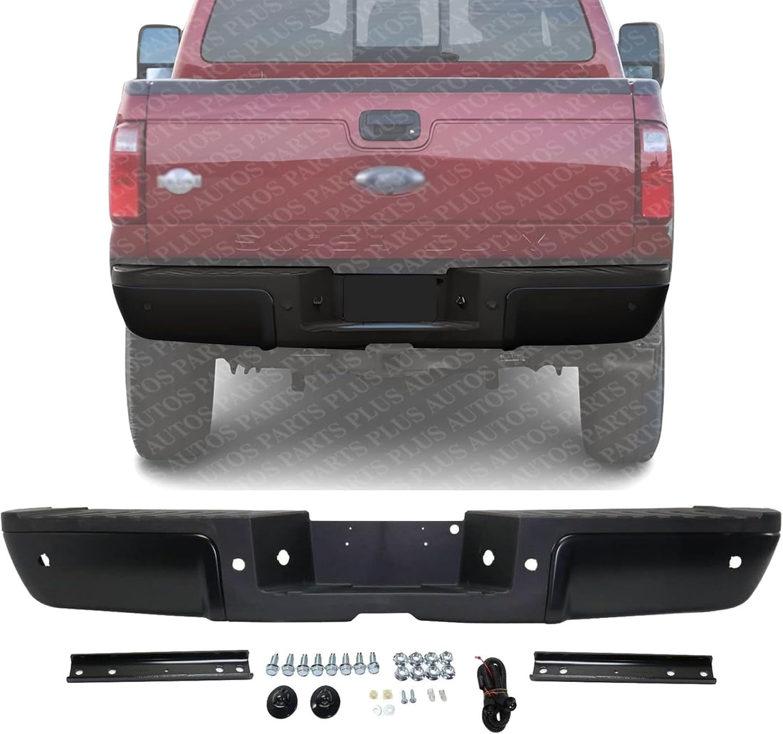 Step Bumper Assembly Primed Steel With Object Sensor Holes Direct Replacement Compatible With 2013-2016 Ford F-Series Super Duty FO1103175 9C3Z17906CPTM-PFM