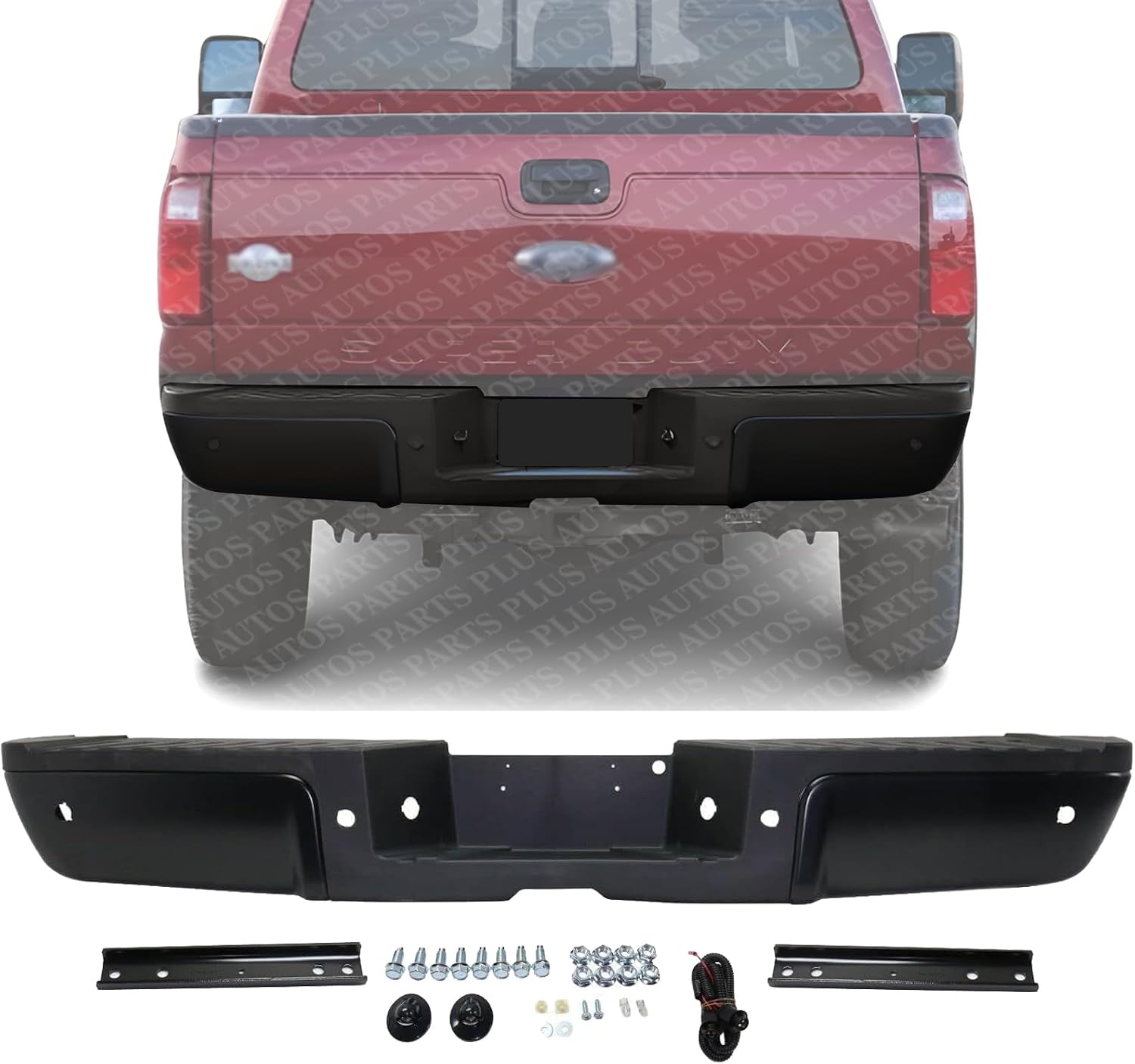 Step Bumper Assembly Primed Steel With Object Sensor Holes Direct Replacement Compatible With 2013-2016 Ford F-Series Super Duty FO1103175 9C3Z17906CPTM-PFM