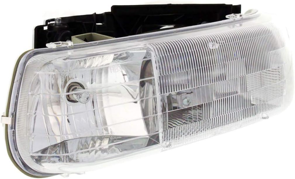 Front Bumper Face Bar Upper Cover + Headlights Assembly + Moldings Left Driver & Right Passenger Side Direct Replacement Compatible With 2000-2006 Chevrolet Tahoe/Suburban GM1051103