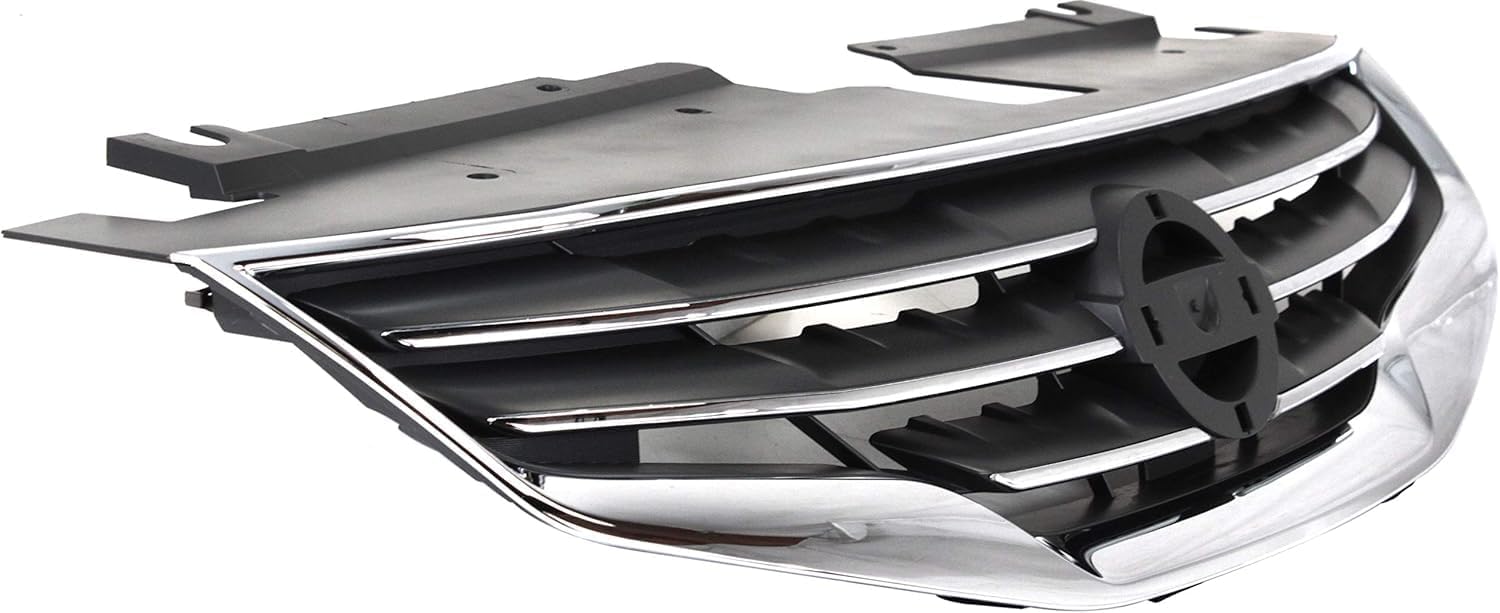 Front Grille Chrome Shell & Primed Insert Direct Replacement Compatible With 2010-2012 Nissan Altima NI1200236 62070ZX00A