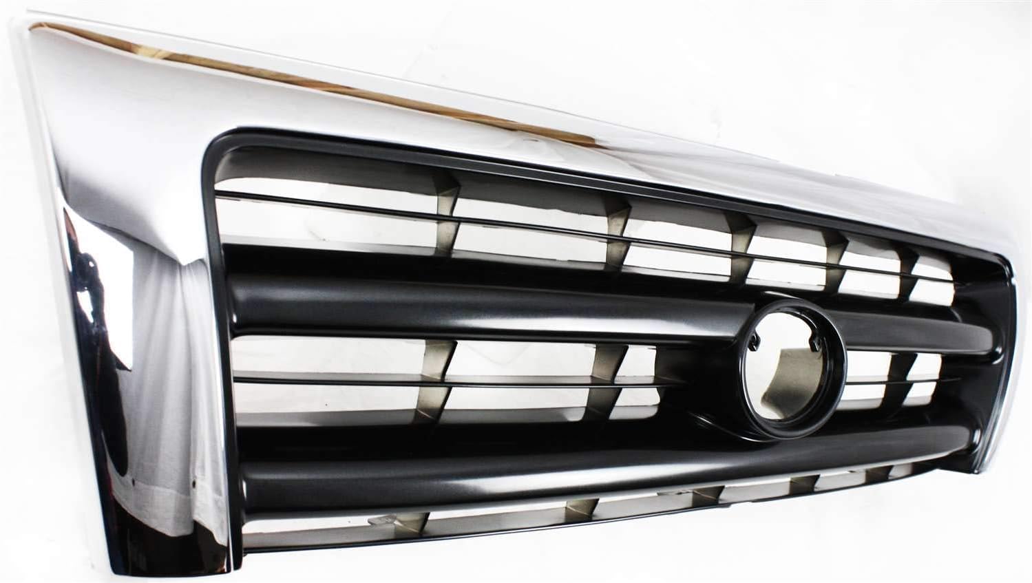 Front Grille Chrome Shell/Painted Dark Argent Insert Direct Replacement Compatible With 1998-2000 Toyota Tacoma TO1200213 5310004100