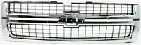 Front Grille Chrome Shell & Insert + Hood Molding Direct Replacement Compatible With 2007-2010 Chevrolet Silverado 2500/3500 HD GM1200608 GM1235112 25825521 15911579