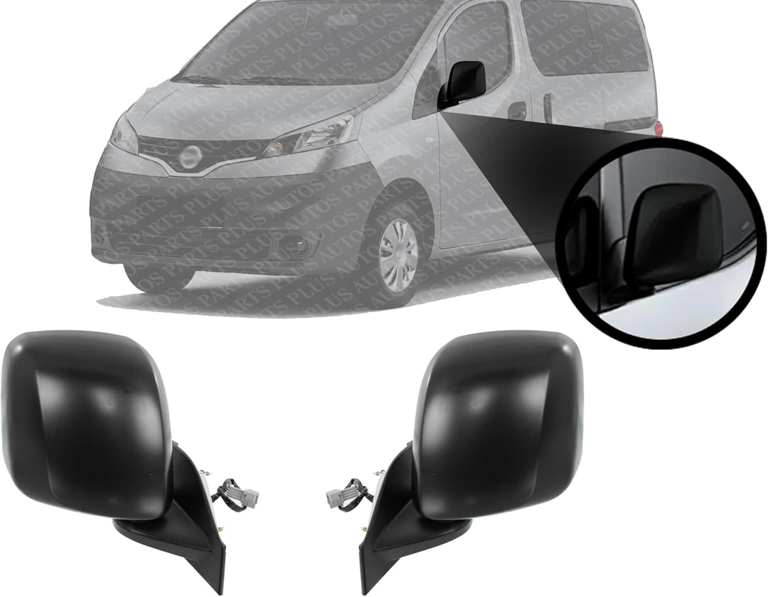 Set Of 2 Front Power Mirror Non-Towing Manual Folding Heated Textured Left Driver & Right Passenger Side Direct Replacement Compatible With 2013-2021 Nissan NI1321246 NI1320246