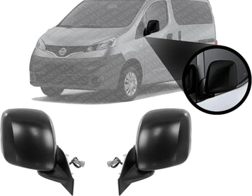 Set Of 2 Front Power Mirror Non-Towing Manual Folding Heated Textured Left Driver & Right Passenger Side Direct Replacement Compatible With 2013-2021 Nissan NI1321246 NI1320246