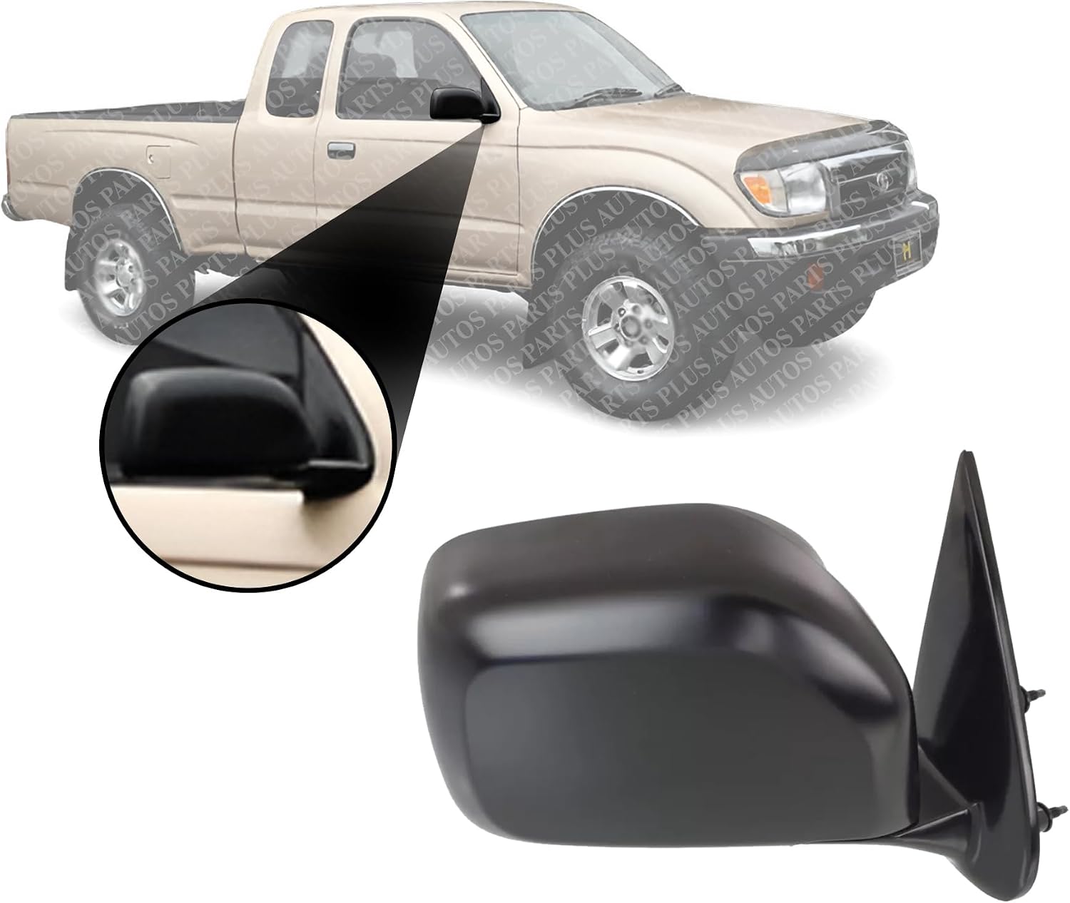 Front Mirror Manual Adjust Non-Heated Primed Right passenger Side Direct Replacement Compatible With 2000 Toyota Tacoma TO1321161 8791035560