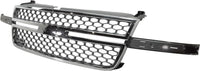 Front Grille Chrome Shell And Gray Insert Without Center Bar Direct Replacement Compatible with 2003-2006 Chevrolet Silverado 2500HD 3500 GM1200546 12335956