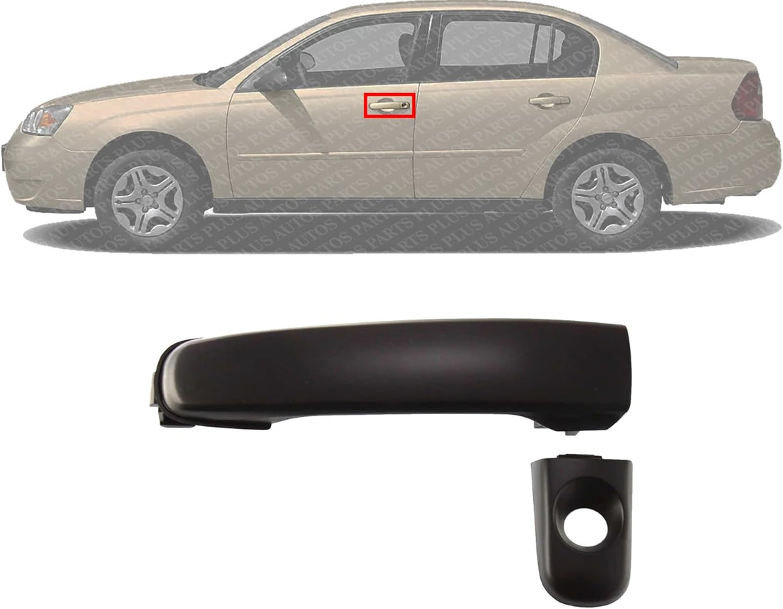 Front Exterior Door Handle Smooth Black with Keyhole Left Side Direct Replacement Compatible with 2004-2008 Chevrolet Malibu / 2006-2011 HHR FDH010147 22672194 22672201