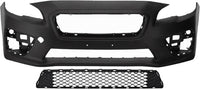 Front Bumper Cover Primed Plastic + Lower Center Grille Direct Replacement Compatible With 2015-2017 Subaru WRX