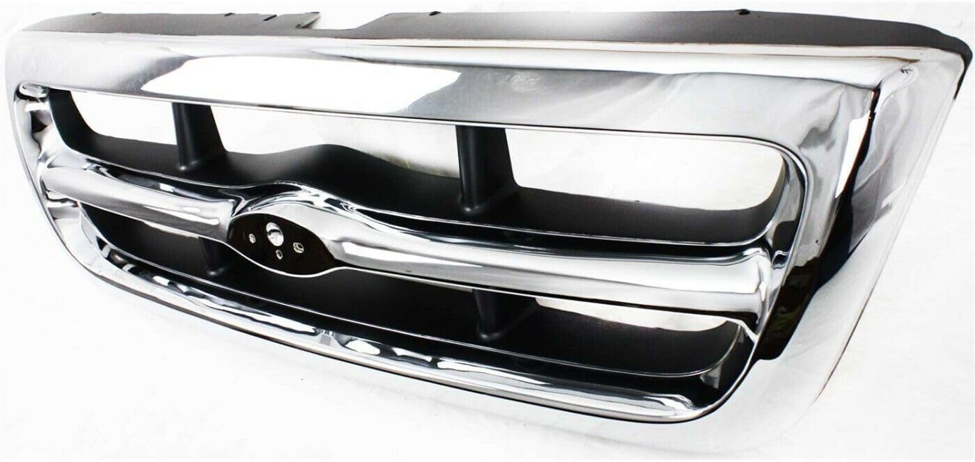 Front Grille Chrome Shell & Insert Direct Replacement Compatible With 1998-2000 Ford Ranger FO1200340 F87Z8200EAA