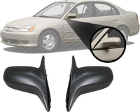 Set Of 2 Front Power Mirror Non-Folding Heated Primed Right Passenger & Left Driver Side Direct Replacement Compatible With 2001-2005 Honda Civic HO1320141 HO1321141 76250S5DA11
