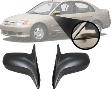 Set Of 2 Front Power Mirror Non-Folding Heated Primed Right Passenger & Left Driver Side Direct Replacement Compatible With 2001-2005 Honda Civic HO1320141 HO1321141 76250S5DA11